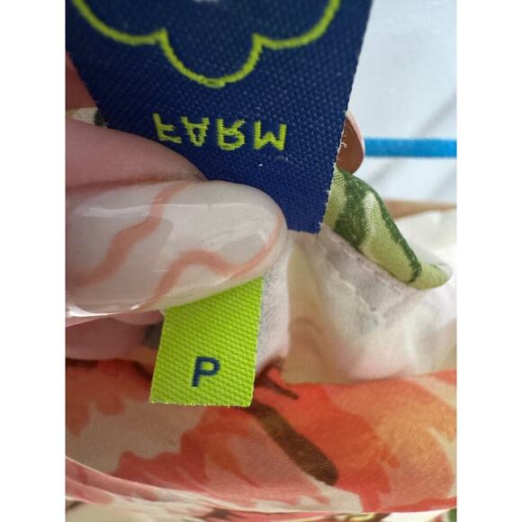 Farm Rio Beige Floral Maxi Dress Spaghetti Straps Racerback Cream Pink Size XS - Picture 11 of 14